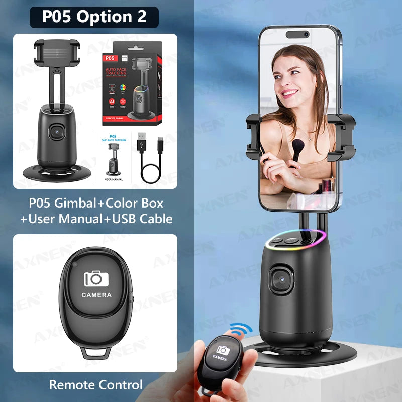 360°Rotating P05 AI Face Tracking Desktop Gimbal Stabilizer Intelligent Follow Shoot Gesture Control