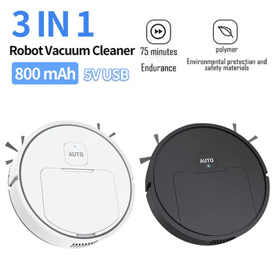 3-in-1 Robot Vacuum Cleaner USB Rechargeable 1000Pa Suction Robotic Vacuum and Mop Combo for Home Floor Washing Carpet Pet Hair - LKBA