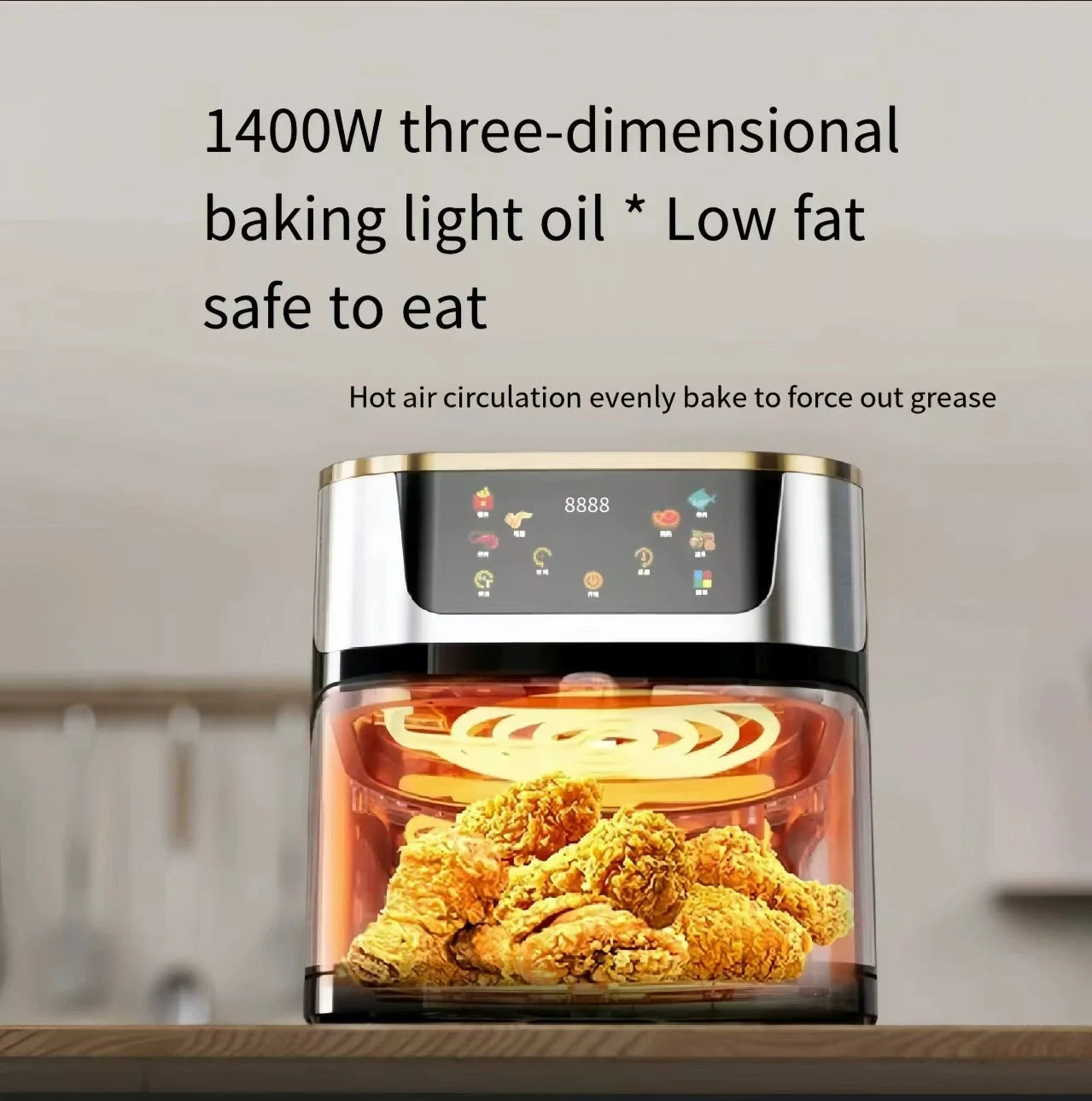 10L Large Capacity Air Fryer Multifunctional Electric Oven with Touch Screen Non-stick Pan - LKBA
