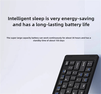 Mini Foldable Wireless Keyboard Slim Portable Bluetooth Keyboard Rechargeable Folding Keyboard - LKBA