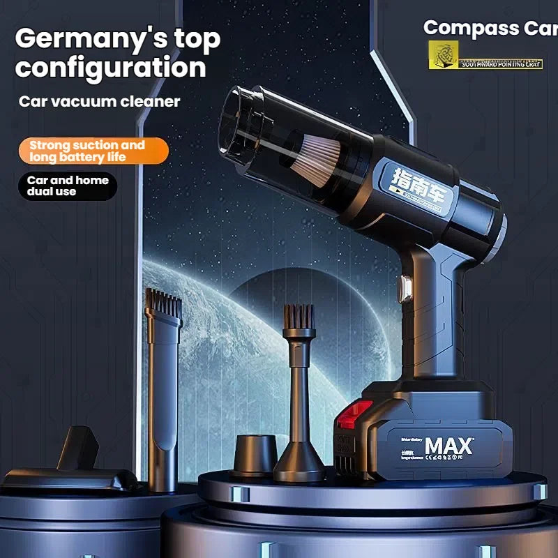 Car Vacuum Cleaner: Wireless Charging, High Suction Power, Dual-Use for Car and Home, Compact Handheld Mini Size for In-Car Use - LKBA