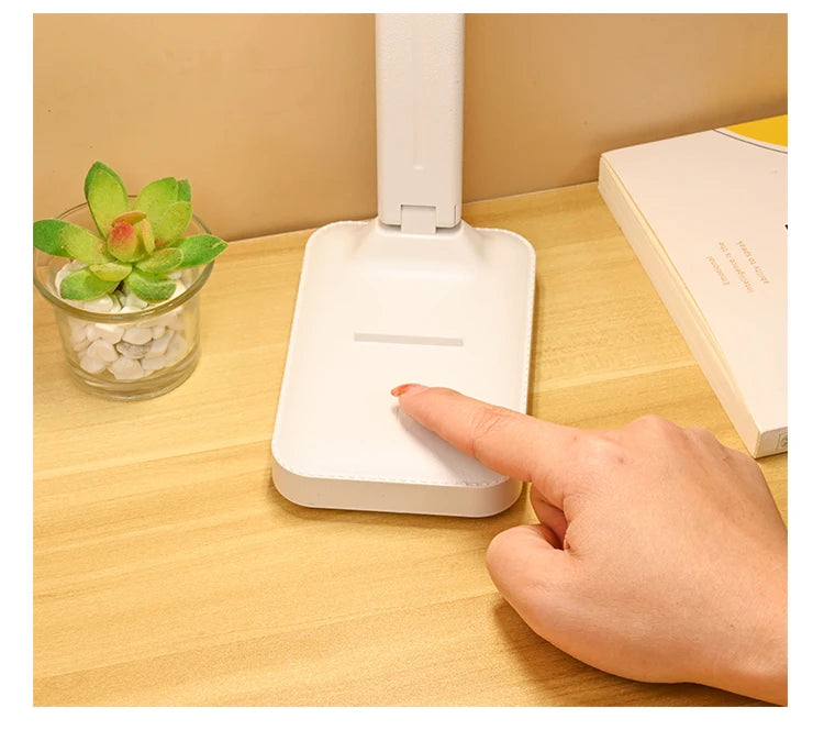 LED double-head desk lamp, 3-level dimmable touch night light, USB rechargeable, eye-protection, foldable bedside reading desk - LKBA