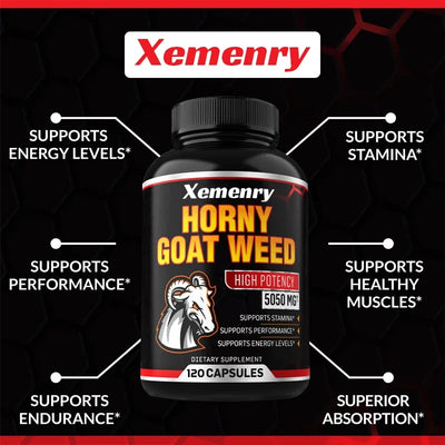 Men's Horny Goat Weed Capsules 5050 mg Formula Contains Black Pepper Extract - LKBA