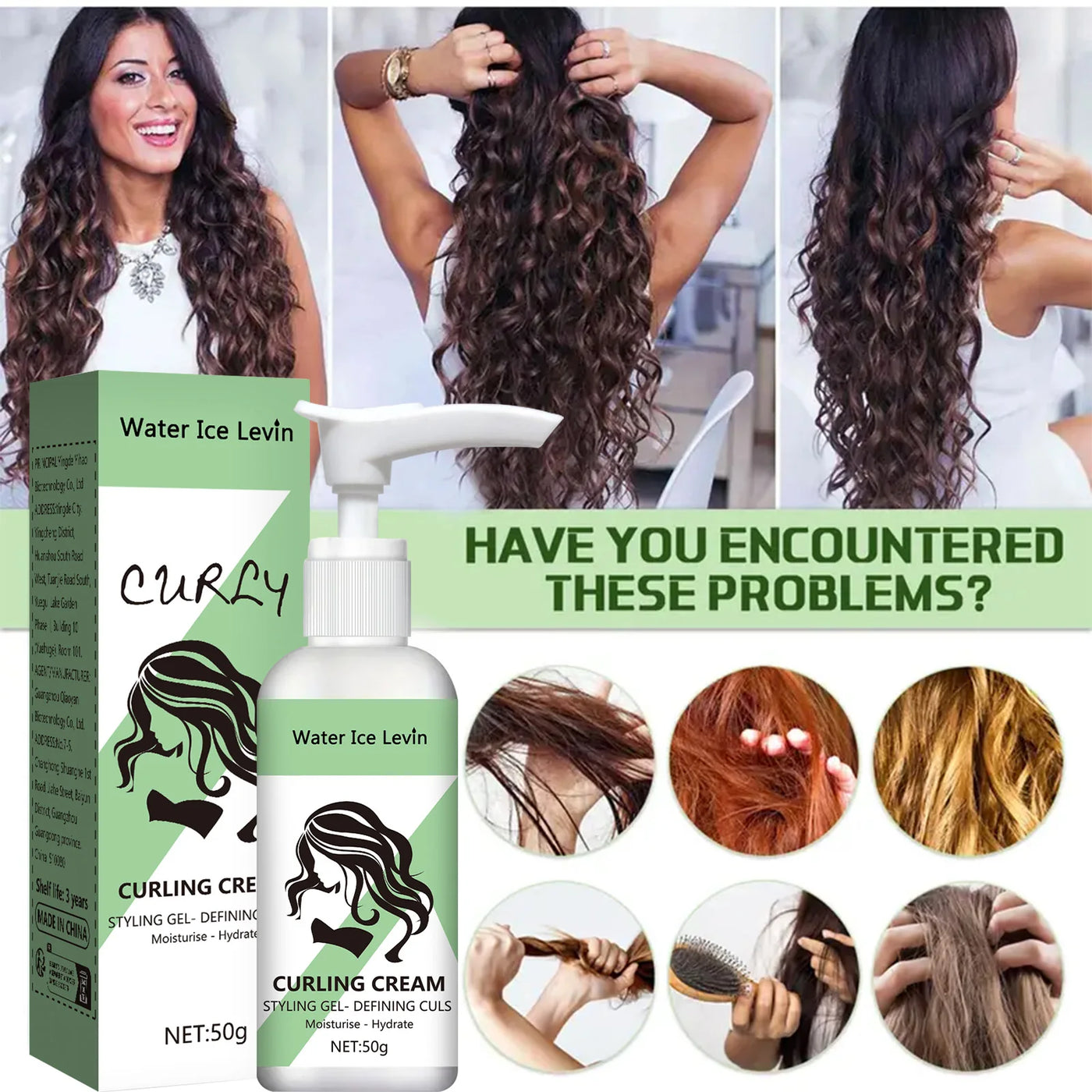 Curly hair Styling cream, moisturizing and smoothing formula, enhances the elasticity and shine of curly hair, easy to set - LKBA