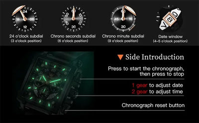 OLEVS Top Brand Male Watches Square Quartz Watch Watch For Men Waterproof Leather Strap Sport Clock Male Relogio Masculino - LKBA