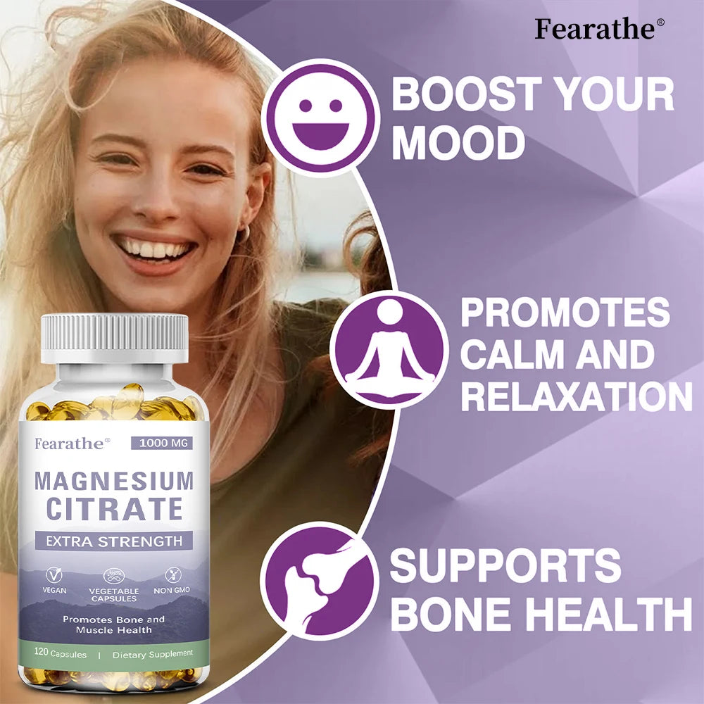 Magnesium Citrate - Supplement for Bone, Sleep, Heart Health, Nerve, Muscle & Metabolism,Easily Absorbed,Non-GMO - LKBA