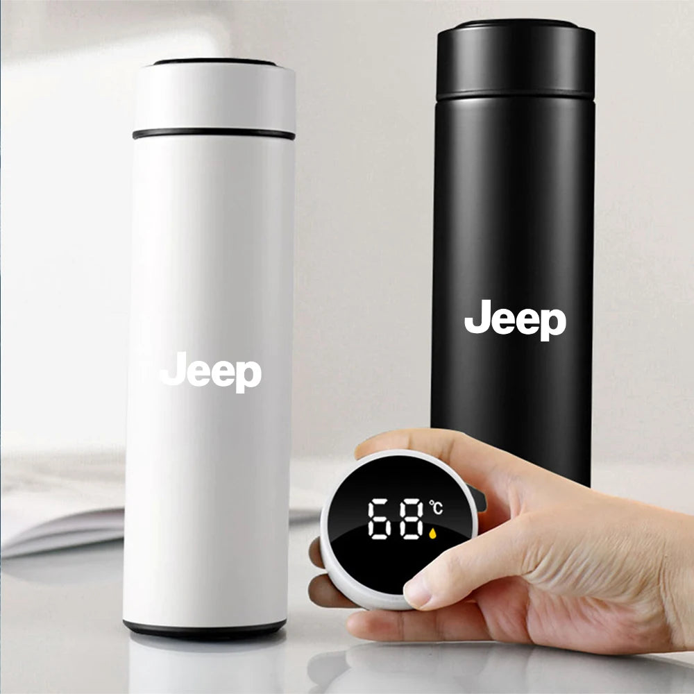 Car Stainless Steel Smart Thermos Mug Thermos LED Display Temperature For Jeep Renegade Patriot Wrangler Cherokee Compass Trail - LKBA