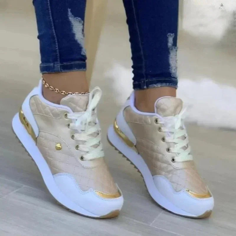 2025 Women's Mesh Sneakers Patchwork Lace Up Flat Shoes for Women Lightweight Female Shoes Classic Versatile Zapatillas De Mujer - LKBA