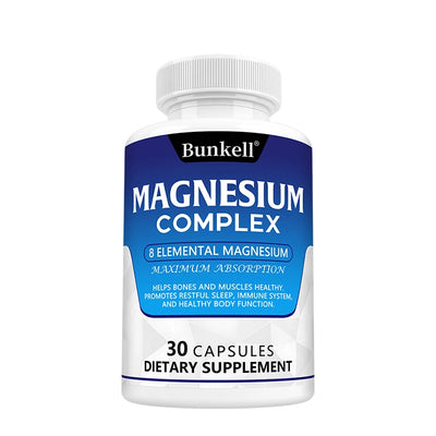 Magnesium Complex Capsules - Support Muscle, Bone, Heart Health, Improve Sleep, Stress & Anxiety Relief - Dietary Supplement - LKBA