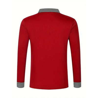 Spring and Autumn Men's Long Sleeve Polo Shirt Classic Business Office T-shirt Male Street Casual Fashion Solid Color Top - LKBA