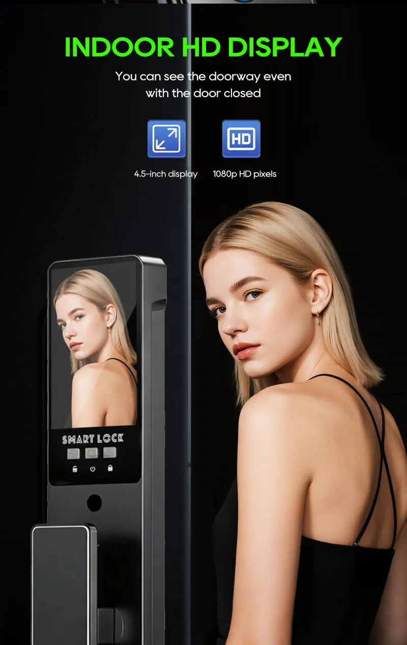 SANKESONG Tuya 3D Face Recognition Smart Lock with Security Camera Digital Electronic Intelligent Fingerprint Lock Dual Battery - LKBA