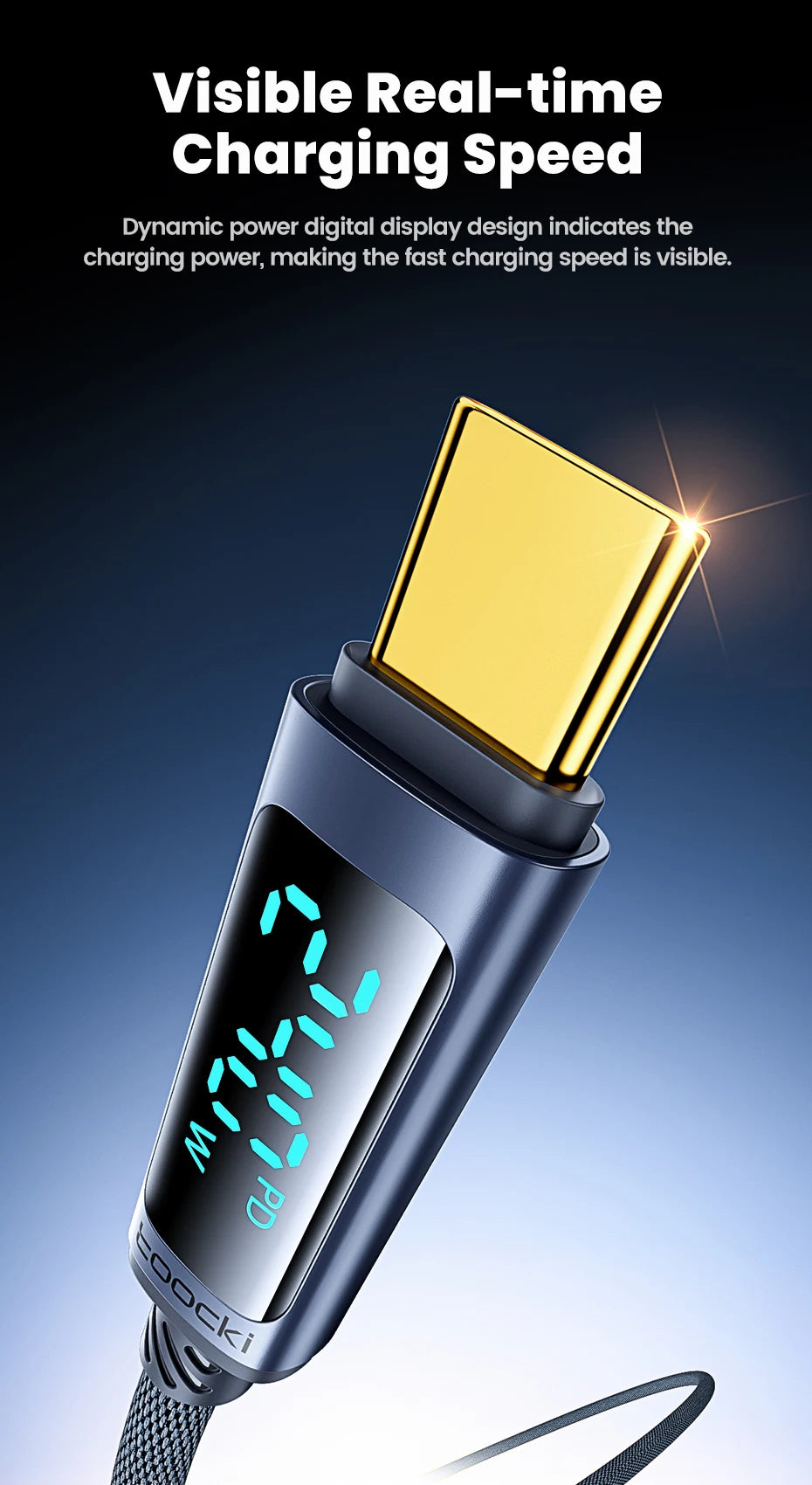 Toocki 240W Type C to Type C Cable PD3.1 Digital Display 100W Fast Charging USB C Cable for Macbook iPhone 16 15 Samsung Xiaomi - LKBA