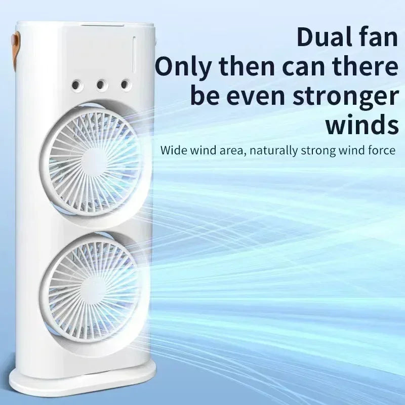Mini Electric Fan with Spray Cooling Function Portable Air Conditioning Fan with LED Light - LKBA