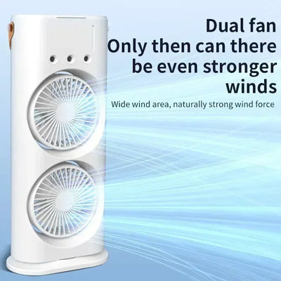 Mini Electric Fan with Spray Cooling Function Portable Air Conditioning Fan with LED Light - LKBA