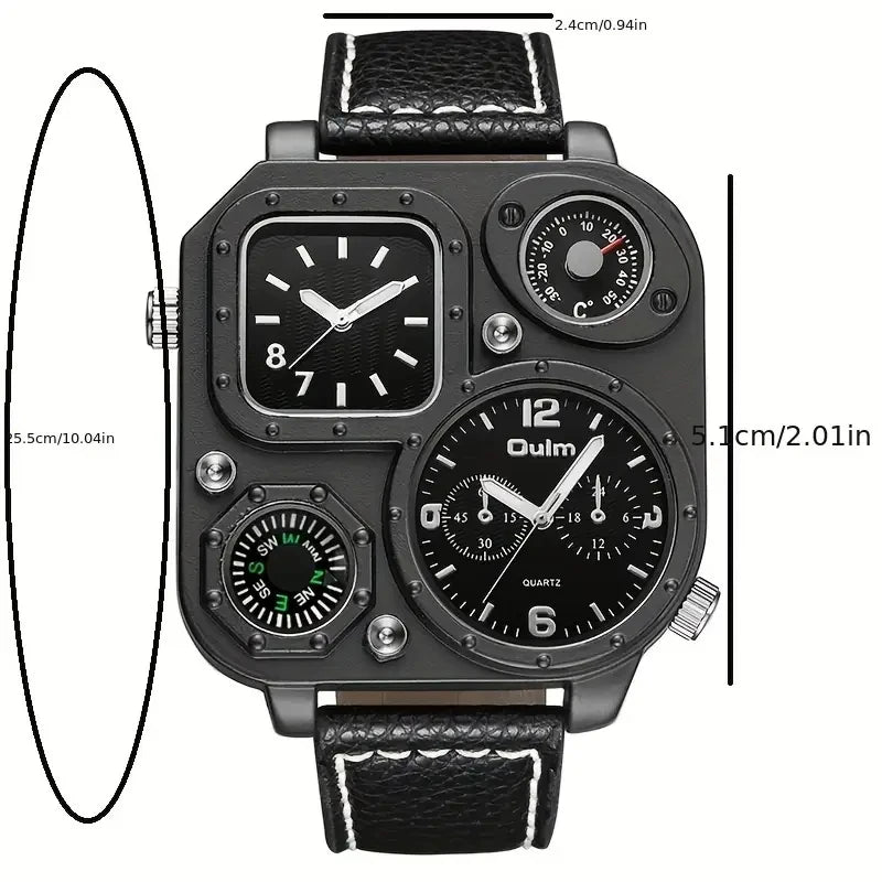 Luxury Man Wristwatch Rectangle Waterproof Luminous Day Week Men Watch - LKBA