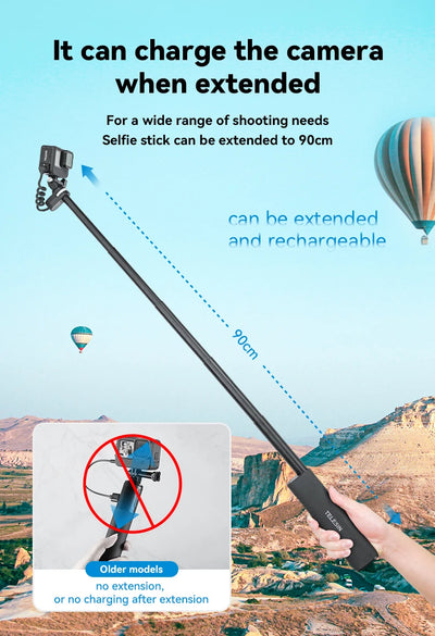 Selfie Stick QC/PD3.0 fast charging Power Selfie Stick 90CM Telescoping Selfie Pole with 1/4 Inch Screw - LKBA