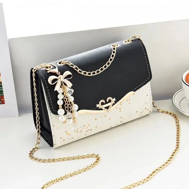 Fashionable Bright Leather Chain Crossbody Bag Women's Single Shoulder Small Square Bag Hot Sale of the Season New Style - LKBA