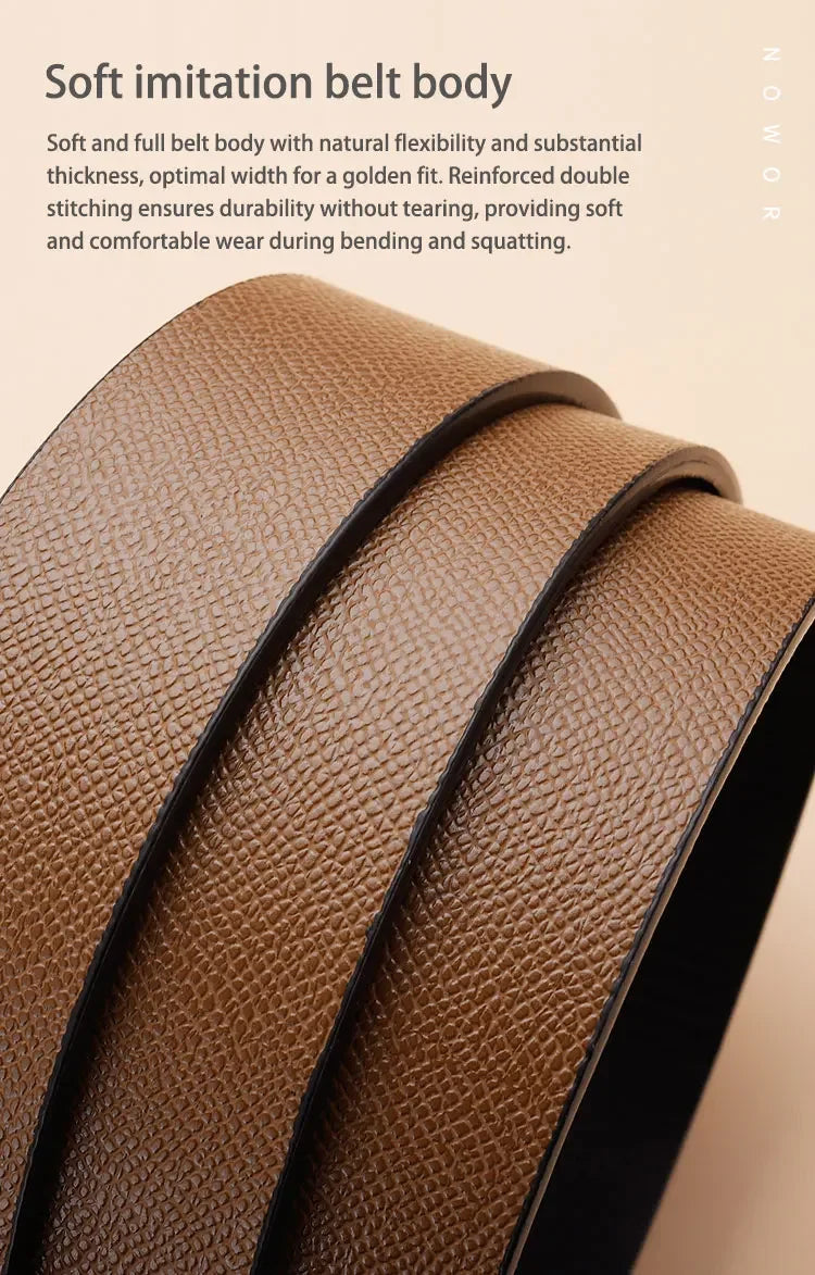 New Men's Toothless Automatic Buckle Belt - Casual & Business Versatile Waist Belt, Stylish & Trendy for Young Adults - LKBA