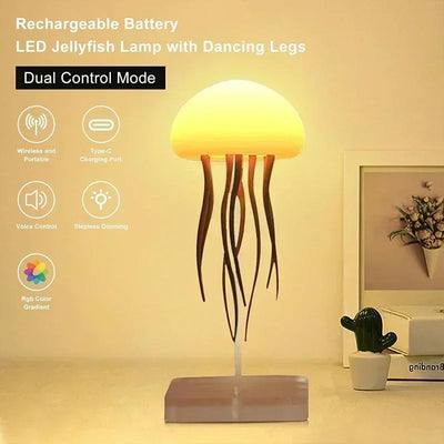 Upgraded Silent Jellyfish Lamp, Jelly Fish Light With Dancing Legs, Voice Control for Bedrooms, Living Room and Christmas Gifts - LKBA