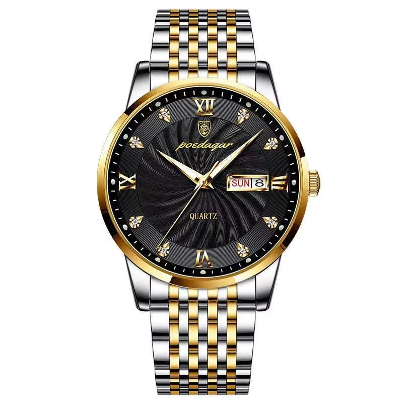 POEDAGAR Luxury Brand Man Watch Waterproof Luminous Date Week Men's Quartz Wristwatch Stainless Steel Fashion Sports Men Watches - LKBA