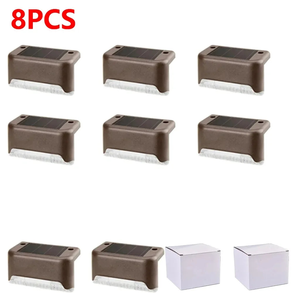 4-32pack Warm White Solar LED Step Lights Waterproof Outdoor Garden Path Stair Balcony Night Light Patio Fence Light Decoration - LKBA