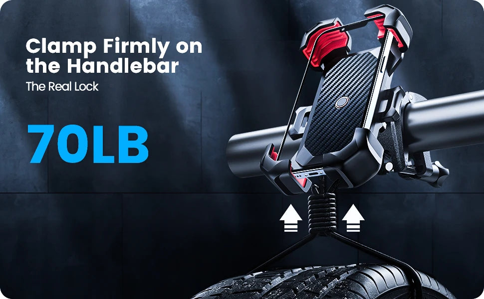 Joyroom 360° View Bike Phone Holder Motorcycle Phone Stand for 4.7-7 inch Mobile Phone Holder Shockproof Bracket GPS Clip - LKBA