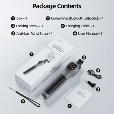 Underwater Selfie Stick Waterproof Diving Extendable Selfie Stick Wireless Remote Control - LKBA