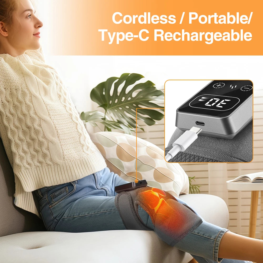 3 in 1 Cordless Thermal Knee Pad Knee Shoulder Massager Vibration Leg Arm Joint Brace Muscle Relax Joint Brace Muscle Relaxation - LKBA