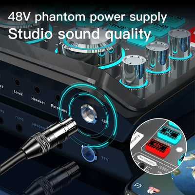 Live Sound Card for Mobile & Computer Universal Recording Mic Head Dedicated for Singing and Live Streaming - LKBA