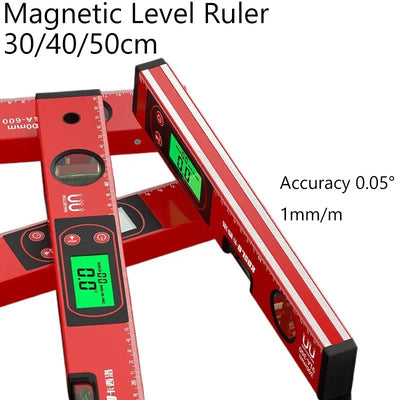 30/40/50cm Electronic Digital Display Level Ruler Magnetic Angle Meter Aluminum Alloy Level Protractor Inclinometer 90 Degree - LKBA