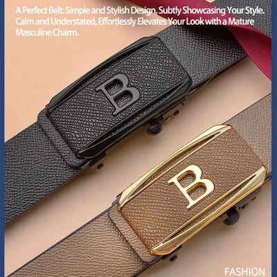 New Men's Toothless Automatic Buckle Belt - Casual & Business Versatile Waist Belt, Stylish & Trendy for Young Adults - LKBA
