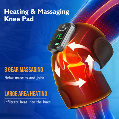 3 in 1 Cordless Thermal Knee Pad Knee Shoulder Massager Vibration Leg Arm Joint Brace Muscle Relax Joint Brace Muscle Relaxation - LKBA