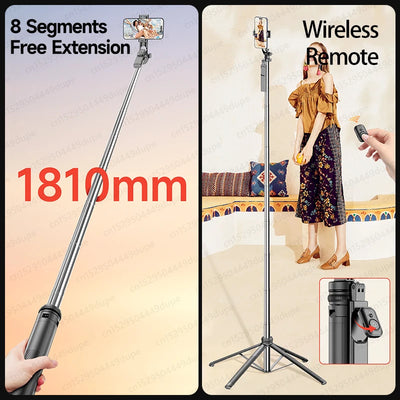 TOKQI Extendable Tripod with Bluetooth Remote,1/4'' Screw,Phone Holder,72inch Monopod for Smartphone Camera Projector brackets - LKBA