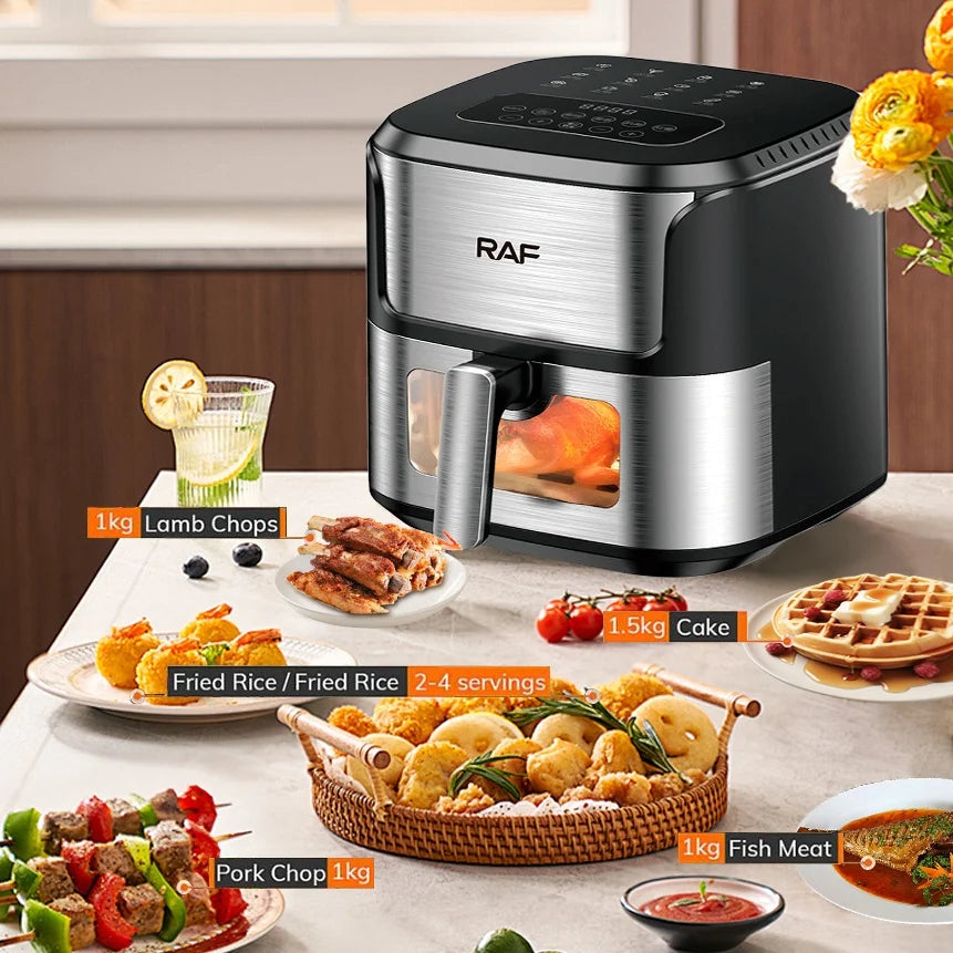 Air Fryer 5L, Electric Hot Air Fryer Oven Cooker with Touch Control & Nonstick Basket & Visible Window - LKBA