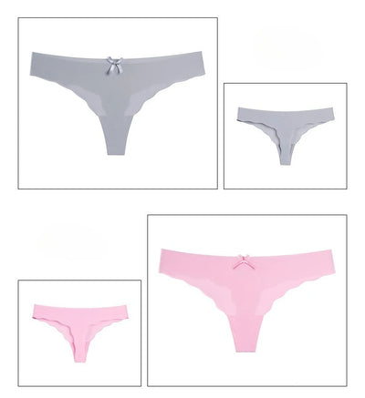 Women's Panties Ice Silk Seamless Low Waist G-String Sexy Breathable Comfortable Thongs Lady Lingerie Shapewear Underwear - LKBA