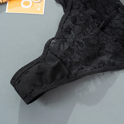 Women Sexy Lace Panties Low Waist Underwear Thong Female G-String Breathable Lingerie Temptation Hollow Out Printing Intimates - LKBA