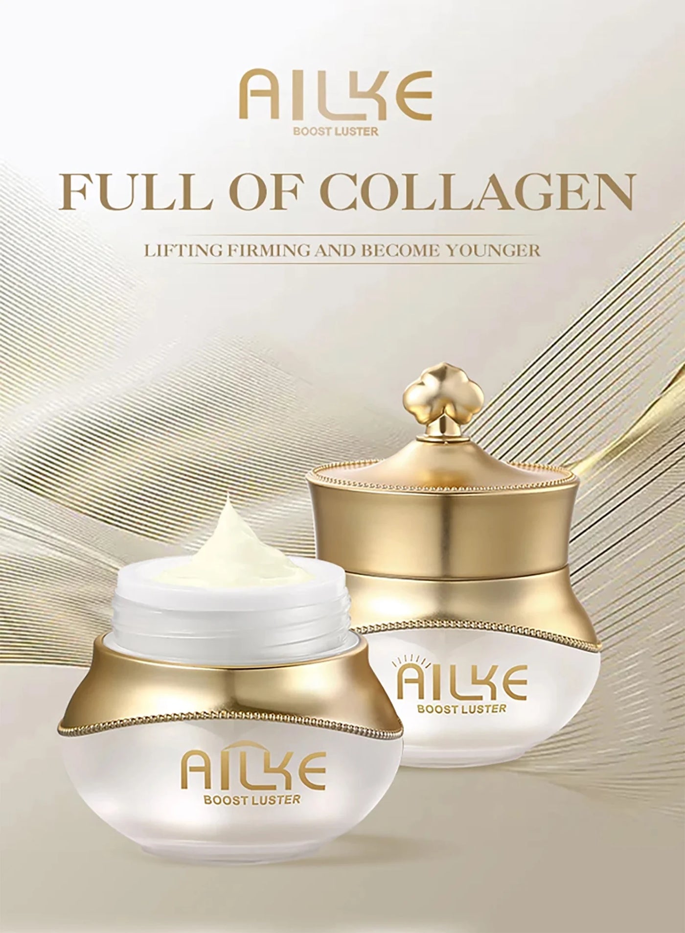 AILKE Whitening Anti-wrinkle Freckle Face Cream With Collagen Hyaluronic Acid Rose Skin Care Women Korean Facial Moisturizer Set - LKBA