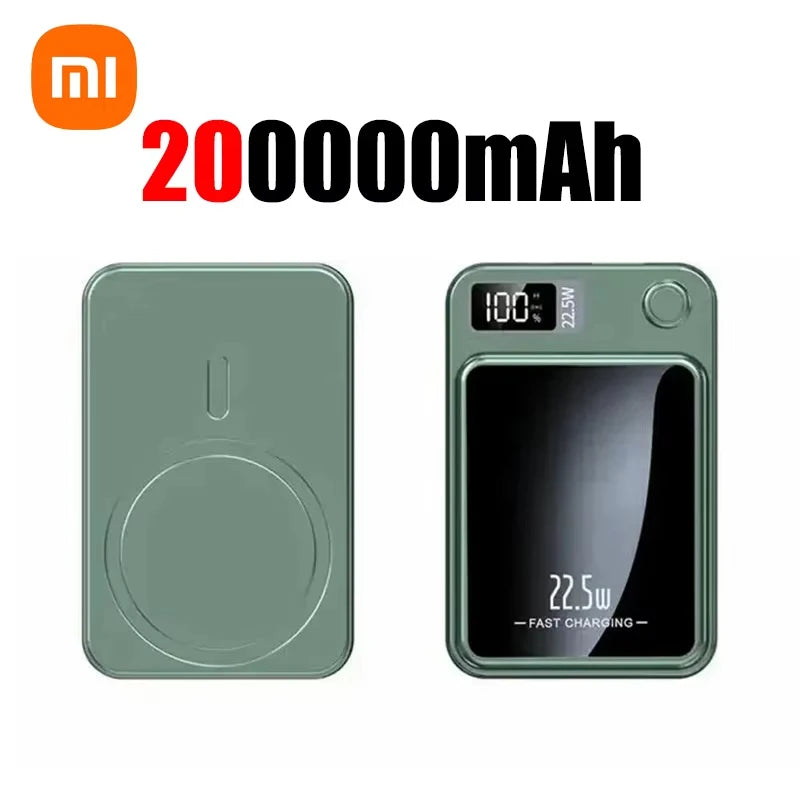 200000mAh Magnetic Power Bank Wireless Fast Charger for Mag safe Portable Auxiliary Battery - LKBA