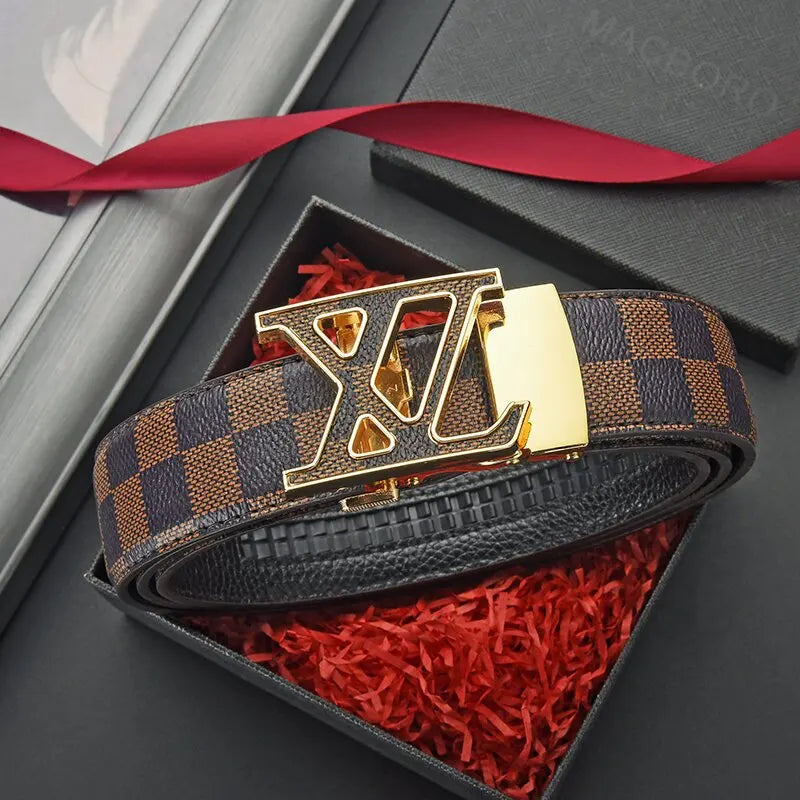 New genuine leather men belts waistband alloy automatic buckle men and women - LKBA