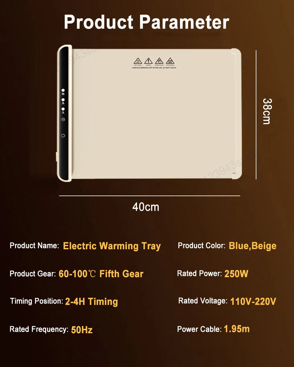 Electric Warming Tray Foldable Food Warmer Fast Heating Portable Dining Table Warmer Food Warmer Mat with Full Surface Heating - LKBA