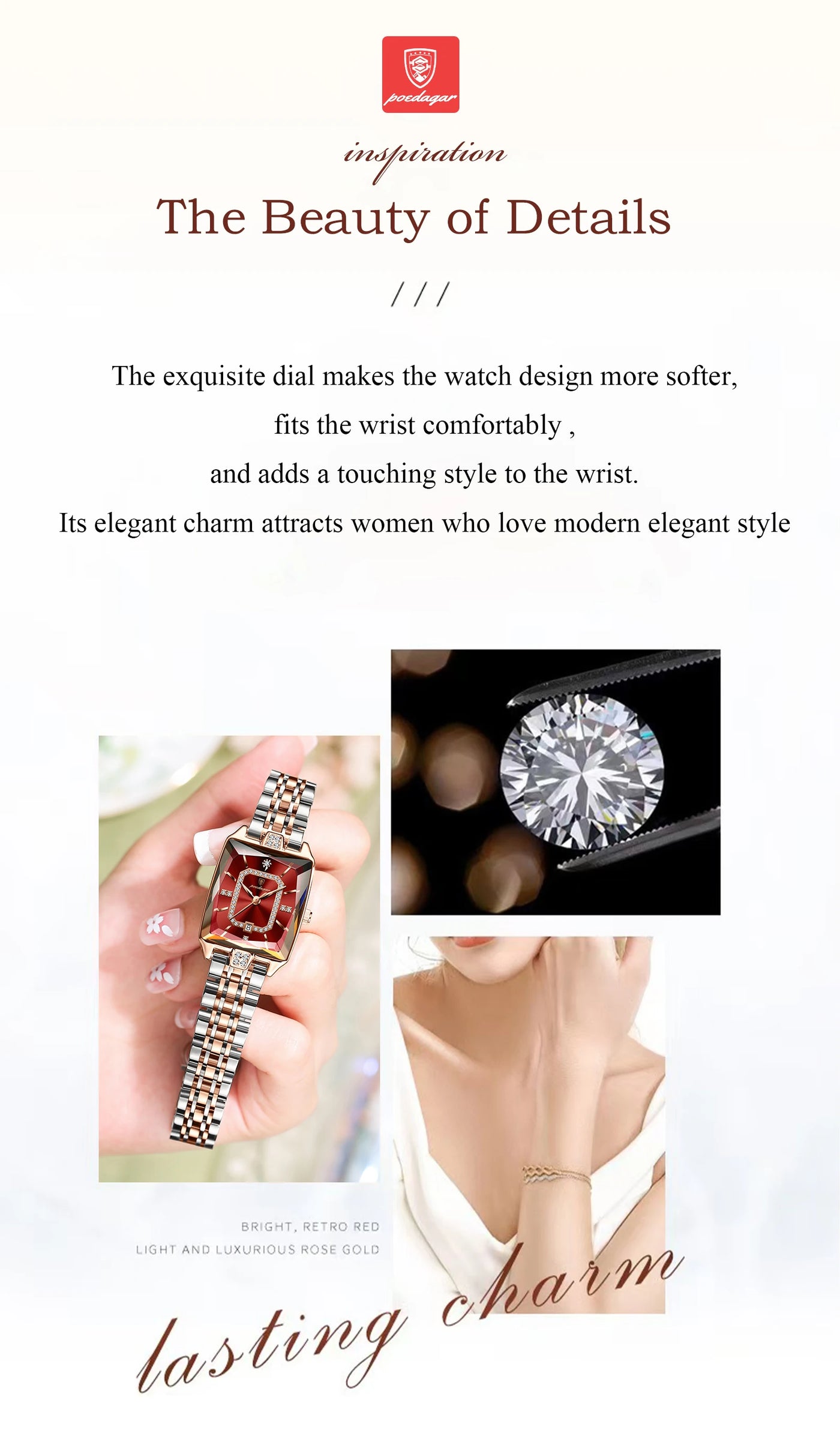 POEDAGAR Luxury Rectangle Watch For Woman Waterproof Calendar Simple Ladies Watch Fashion Stainless Steel Quartz Women's Watches - LKBA