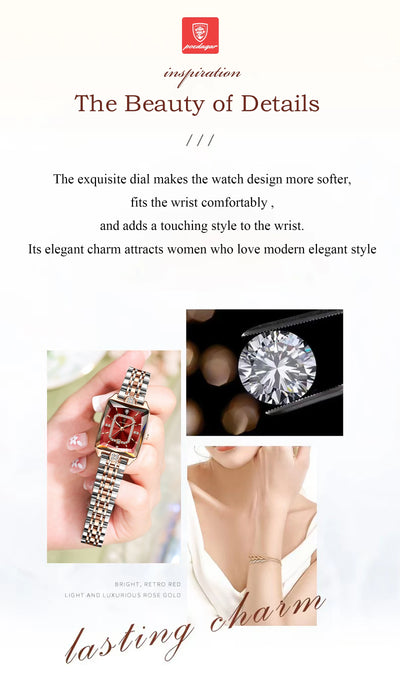 POEDAGAR Luxury Rectangle Watch For Woman Waterproof Calendar Simple Ladies Watch Fashion Stainless Steel Quartz Women's Watches - LKBA