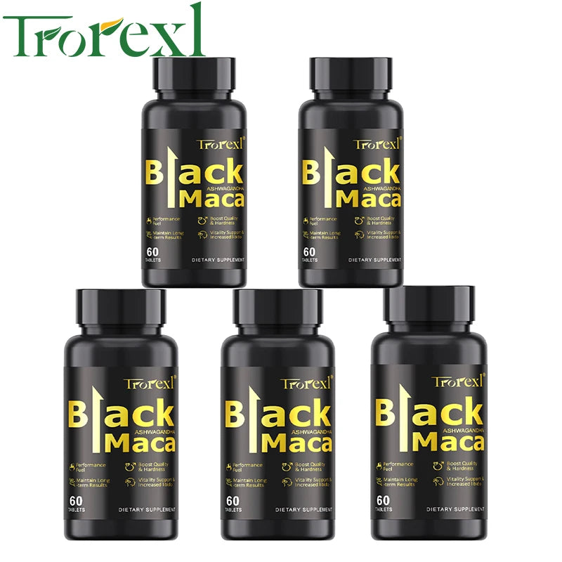 Organic Black Maca Pills 60 Tablets Men Enhancing Supplement Improve Size Endurance Promotes Healthy Energy - LKBA