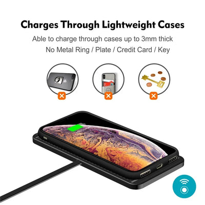 Silicone Pad Stand Wireless Charger Car For iPhone15 14 13 12 Xiaomi Samsung Huawei Mobile Phone Fast Car Wireless Charging - LKBA