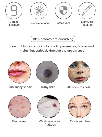 Picosecond Laser Pointer for Mole Removal  Dark Spot Removal Pen Tattoo Acne Skin Pigment Portable Removal Machine Beauty Device - LKBA