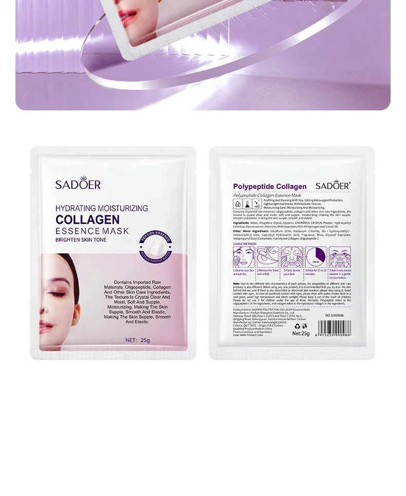 Collagen Anti-Wrinkle Facial Mask Anti-Aging Fade Fine Lines Firm Skin Moisturizing Brightening Smooth Skin Care Korean Cosmetics - LKBA