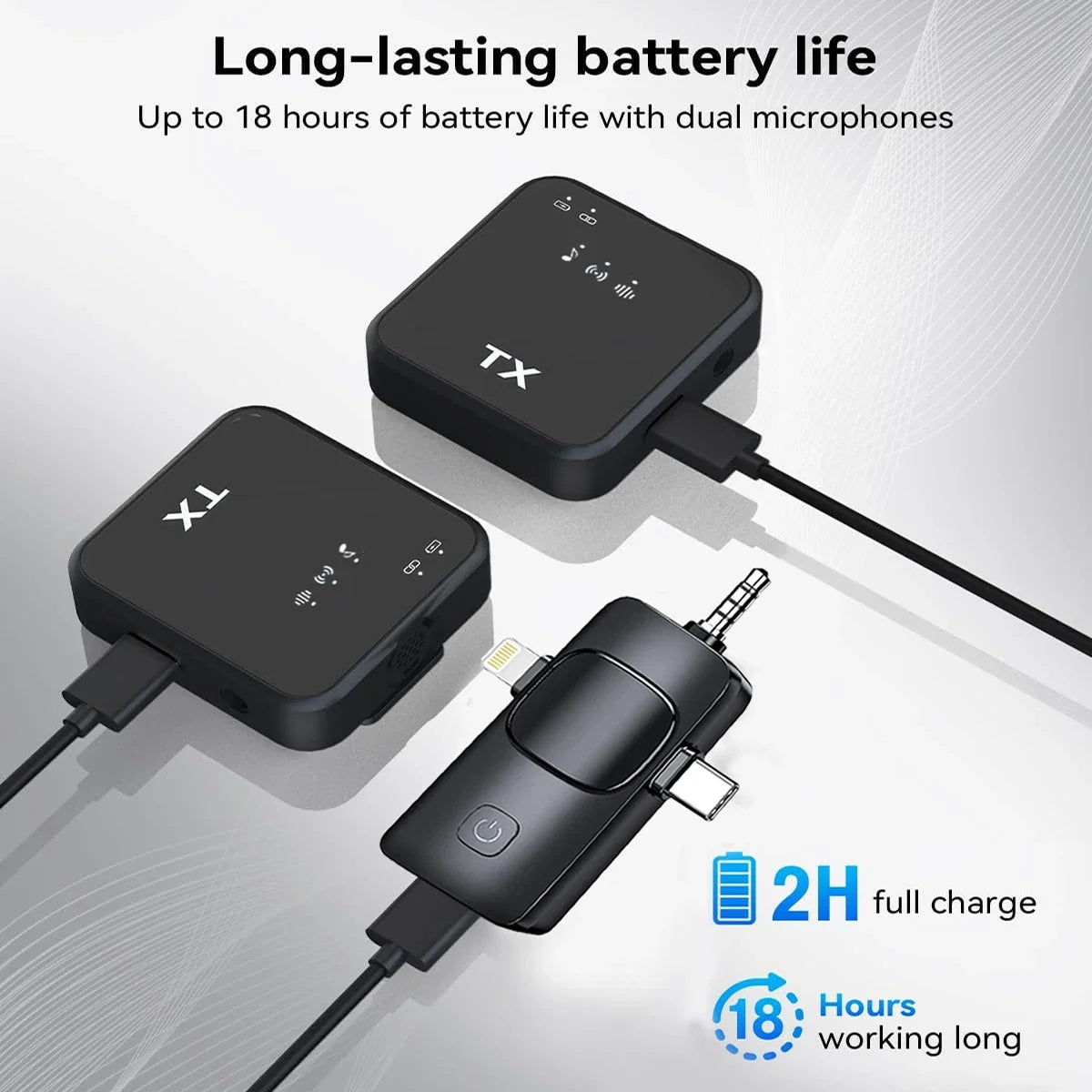 3 in 1 Microphone for iPhone/Android, Wireless, for Record Interview - LKBA