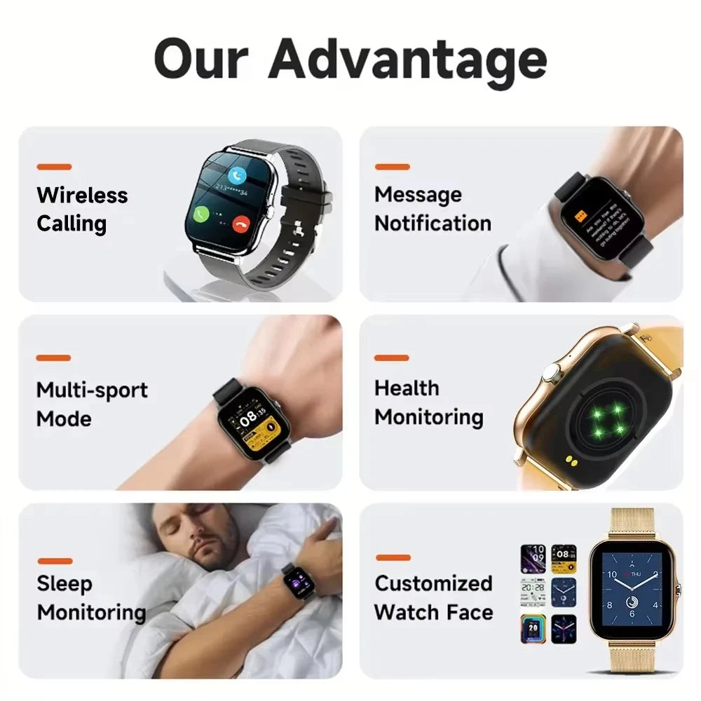 LAXASFIT 2025 Smart Watch Android IOS Bluetooth Talk Heart Rate Monitor Sleep Record Sports Smart Watch Ladies Men Gift - LKBA