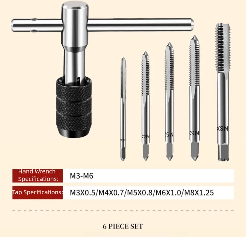 Hand Tap and Die Set with Handle for Thread Repair Rethreading Screws Combination Tool Kit Manual Socket Wrench Thread Repair - LKBA