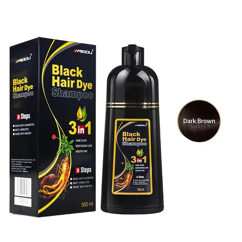 100ml/500ml Hair Dye Shampoo 3in1 Darkening Hairs Instant Gray To Black Polygonum Multiflorum Natural Coloing Cover Men Women - LKBA
